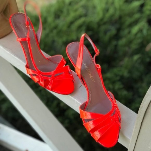 Women's Jean-Michel Cazabat Neon Red Strap Heels - Picture 2 of 8